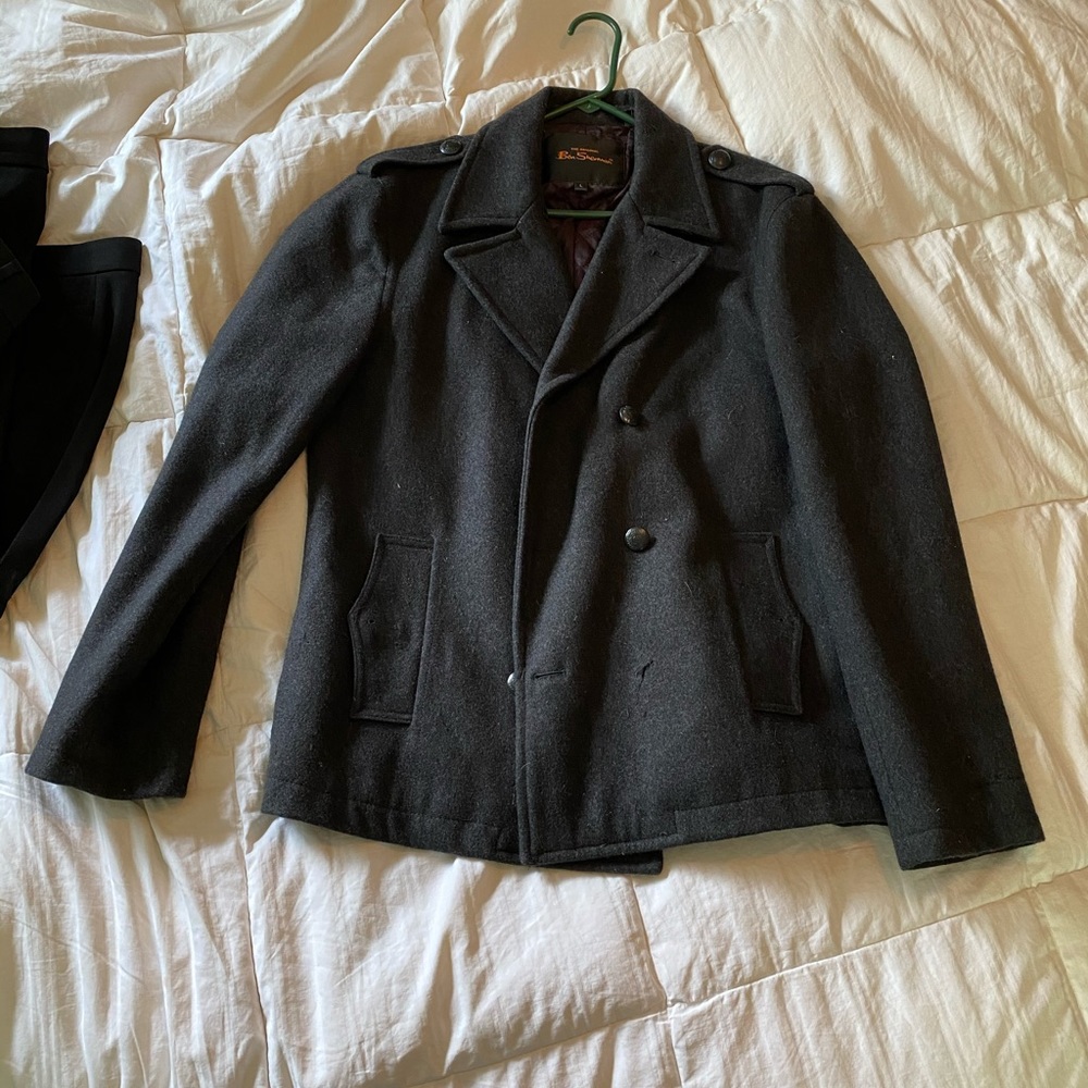 Men’s Ben Sherman Grey Pea Coat Size Large